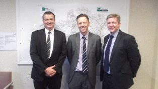 (l-r) Ian Matten, waste manager for South Ox and Vale councils; Simon Chown, Biffa business manager; and, Matt Prosser, South and Vale strategic director 